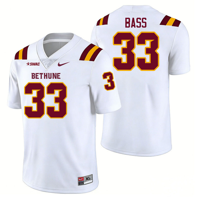 Bethune-Cookman Wildcats #33 Cornelious Bass College Football Jerseys,Uniforms-White